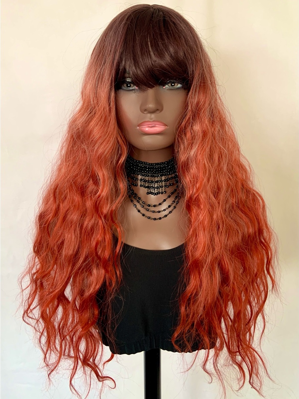 Ombré Red “Put On & Go” Synthetic Wig with Bangs - Halloween/Events/Gaming..🖤♥️